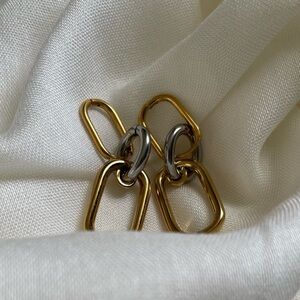 B. Collective Two-Tone Gold & Silver Paperclip Earrings (Boutique) | SAMPLE SALE